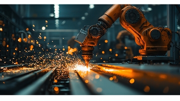 工业机械臂切割金属