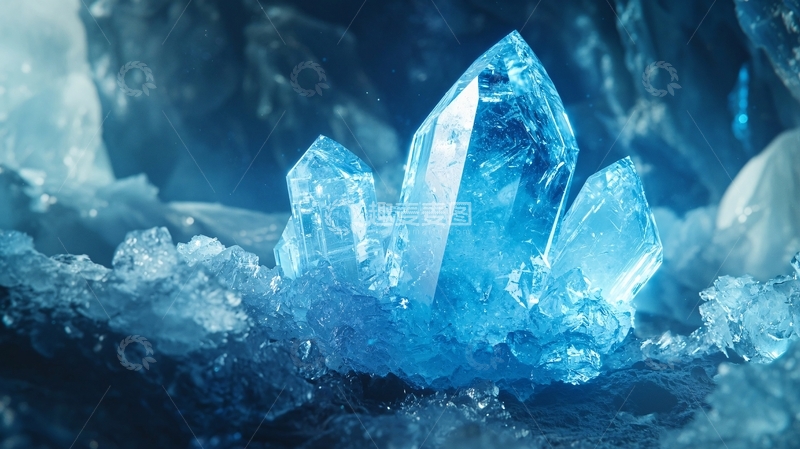 高清大图下载【趣麦麦图】冰蓝色晶体洞穴