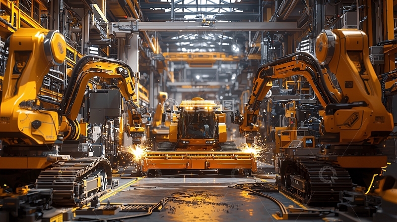 高清大图下载【趣麦麦图】工业车间里的工程机械