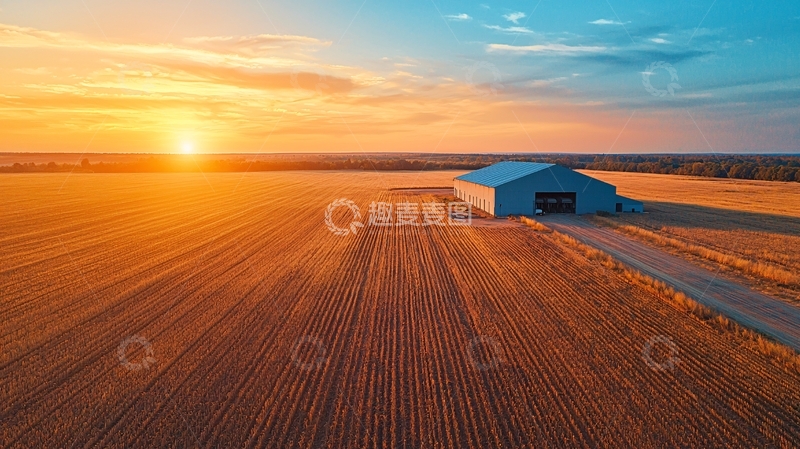 高清大图下载【趣麦麦图】日落农场田野景色