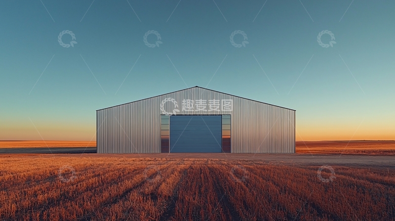 高清大图下载【趣麦麦图】农田中的金属谷仓