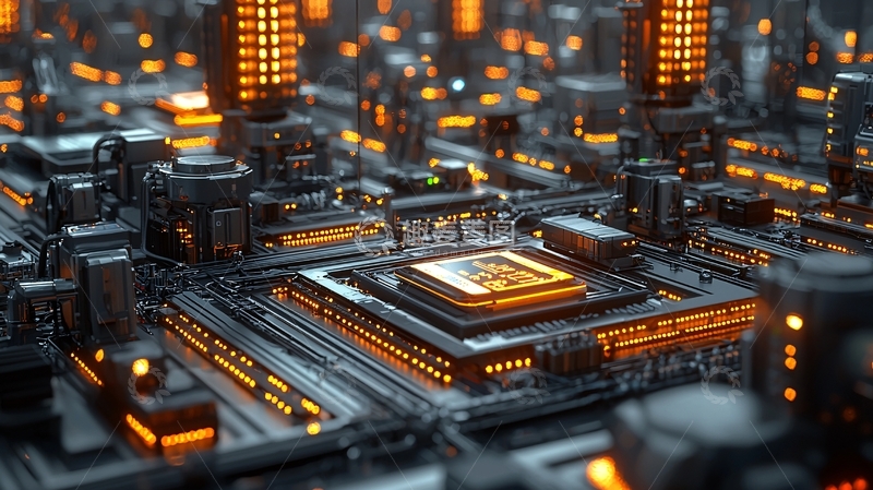 高清大图下载【趣麦麦图】未来城市夜景芯片电路板