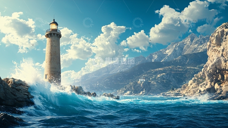 高清大图下载【趣麦麦图】海边灯塔