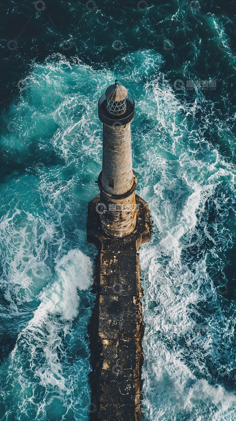 高清大图下载【趣麦麦图】航拍海边灯塔