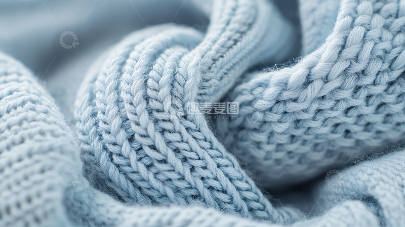 高清大图下载【趣麦麦图】浅蓝色针织毛衣质感特写