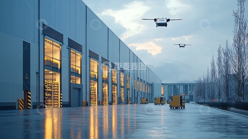 高清大图下载【趣麦麦图】现代仓库外景及无人机