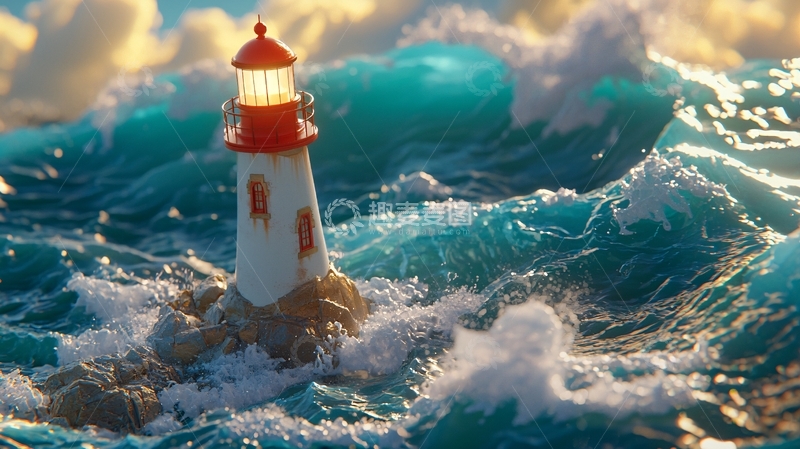 高清大图下载【趣麦麦图】暴风雨中的灯塔