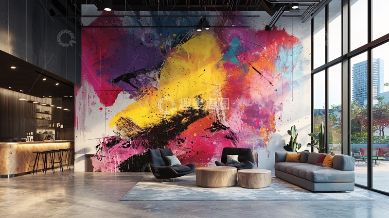 高清大图下载【趣麦麦图】抽象彩色墙面艺术