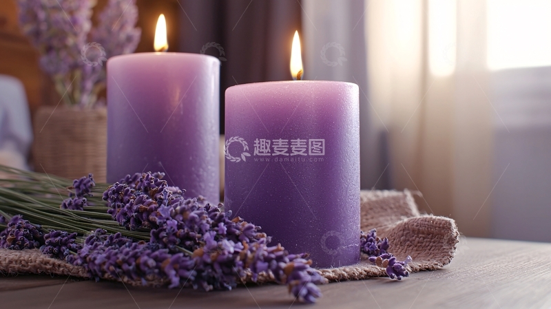 高清大图下载【趣麦麦图】薰衣草香薰蜡烛