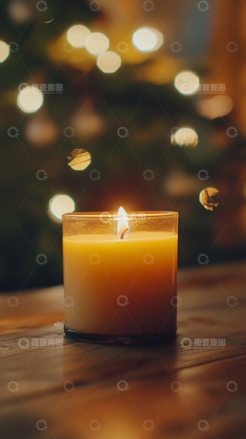 高清大图下载【趣麦麦图】温暖烛光圣诞树背景