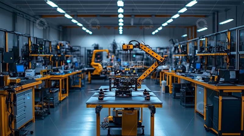 高清大图下载【趣麦麦图】工业机器人生产线