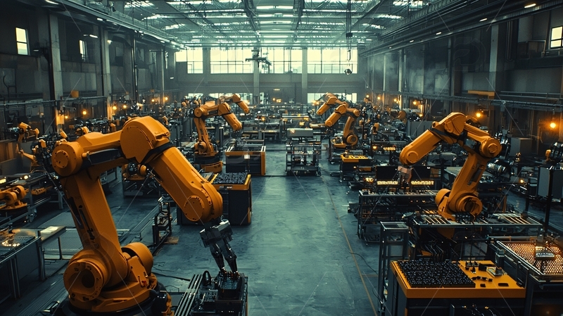 高清大图下载【趣麦麦图】工业机器人生产车间