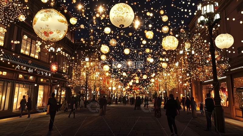 高清大图下载【趣麦麦图】夜晚街道灯饰