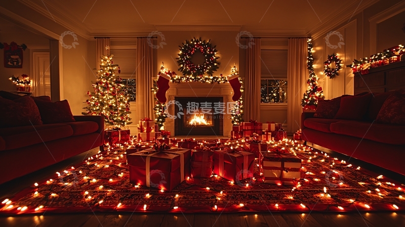 高清大图下载【趣麦麦图】温馨浪漫圣诞节客厅装饰