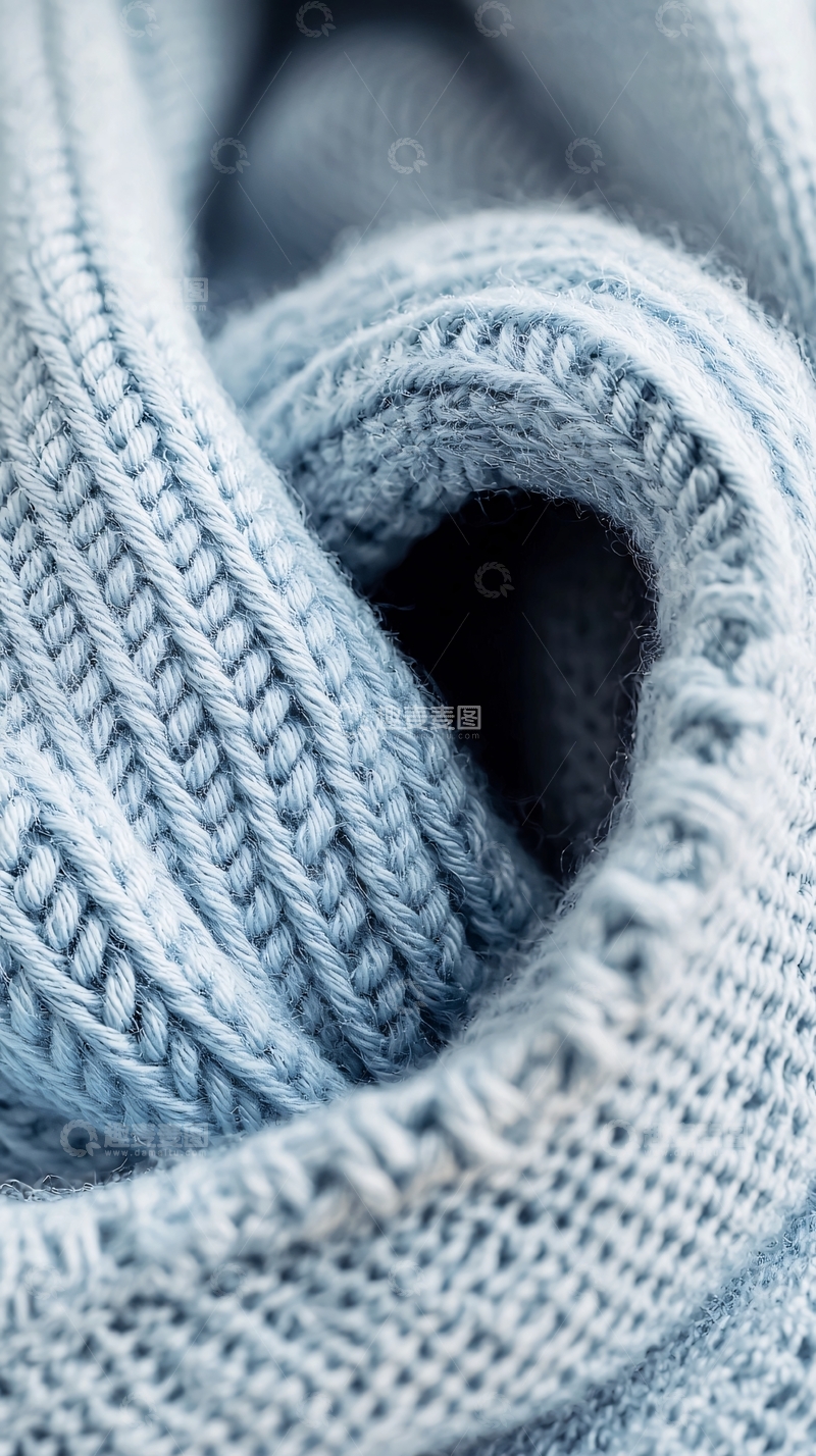高清大图下载【趣麦麦图】浅蓝色羊毛衫细节特写