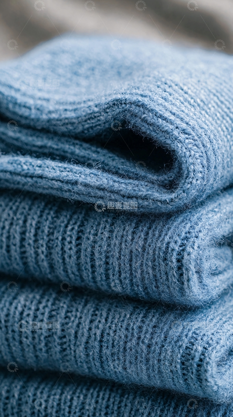 高清大图下载【趣麦麦图】堆叠的蓝色羊毛袜