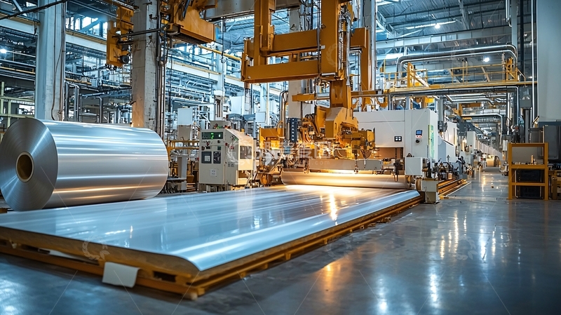 高清大图下载【趣麦麦图】金属板材在工厂的生产