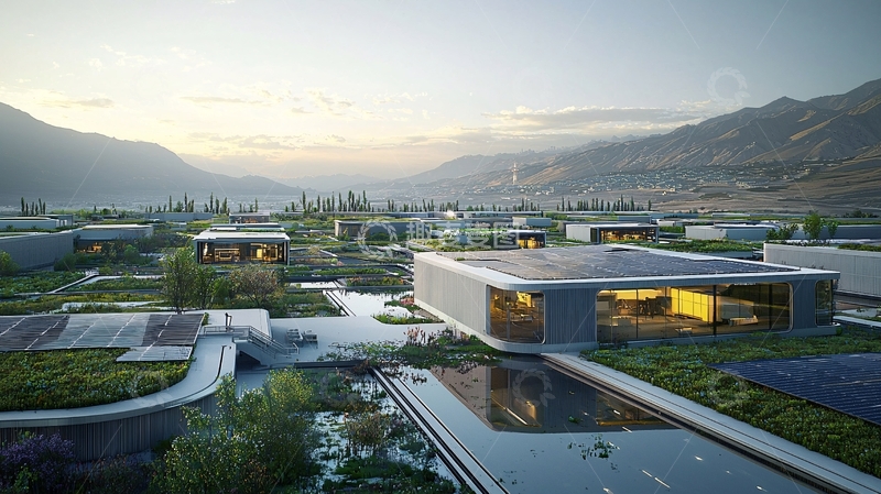 高清大图下载【趣麦麦图】山谷中的现代建筑群