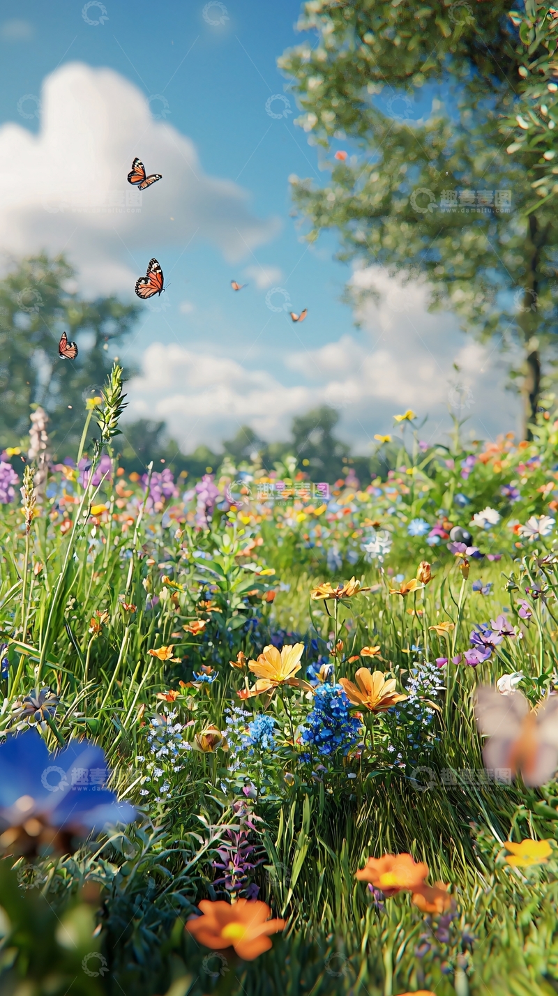 高清大图下载【趣麦麦图】阳光下五彩缤纷的花海