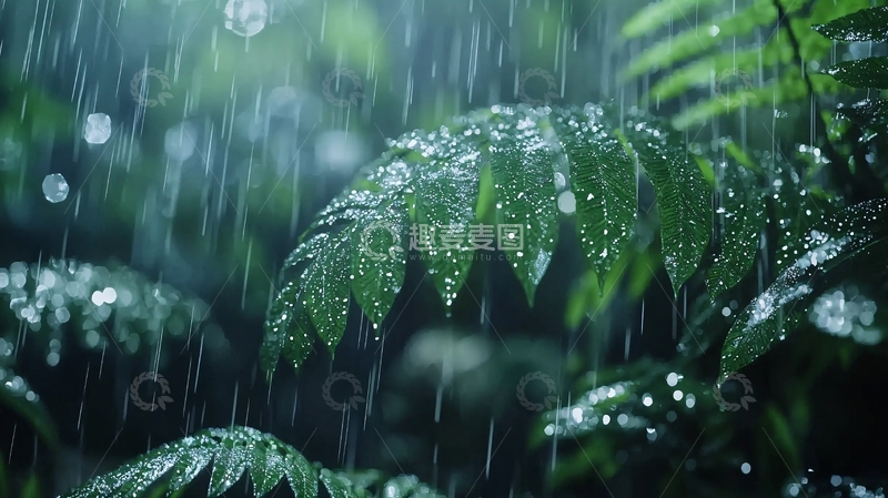 高清大图下载【趣麦麦图】雨中绿叶