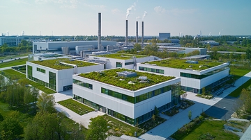 现代绿色屋顶工业建筑