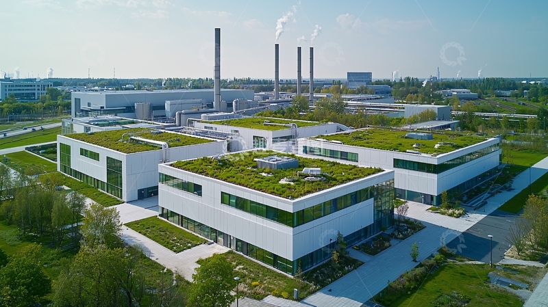 高清大图下载【趣麦麦图】现代绿色屋顶工业建筑