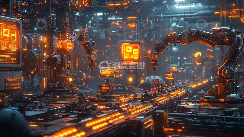 高清大图下载【趣麦麦图】赛博朋克工厂内部