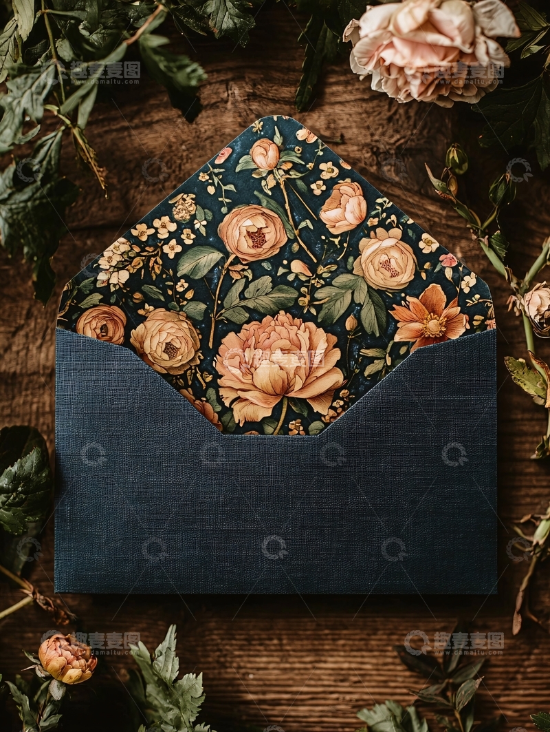 高清大图下载【趣麦麦图】精美花卉信封内衬