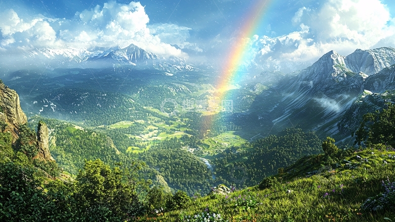 高清大图下载【趣麦麦图】彩虹山脉梦幻风景