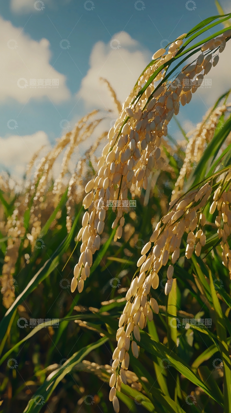 高清大图下载【趣麦麦图】阳光下成熟的稻穗