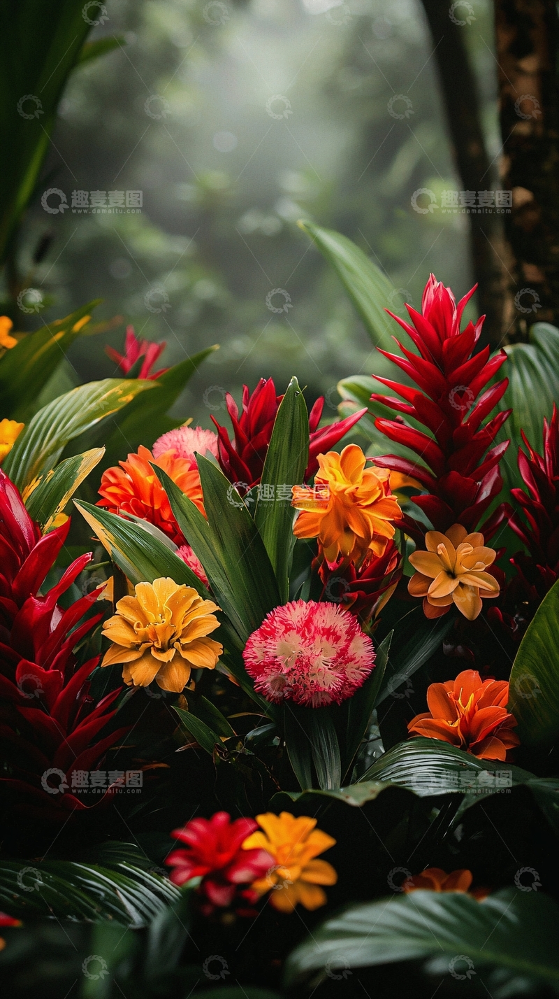 高清大图下载【趣麦麦图】热带雨林鲜艳花朵