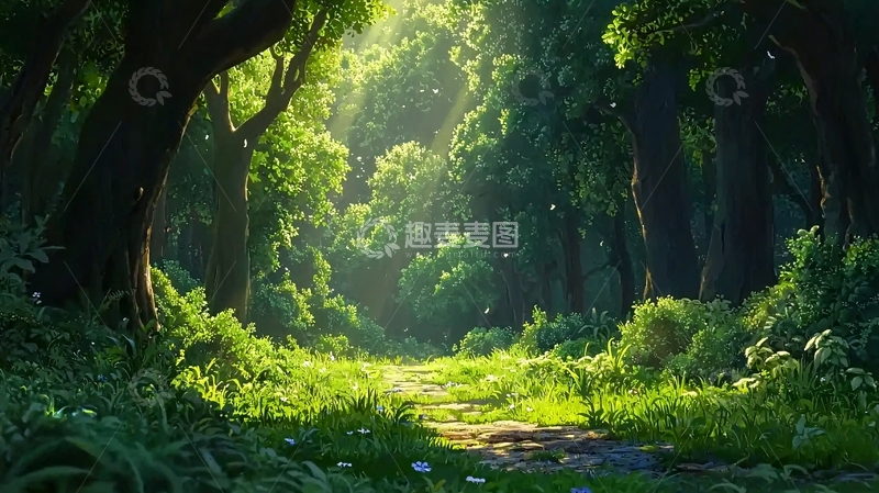 高清大图下载【趣麦麦图】阳光森林小路
