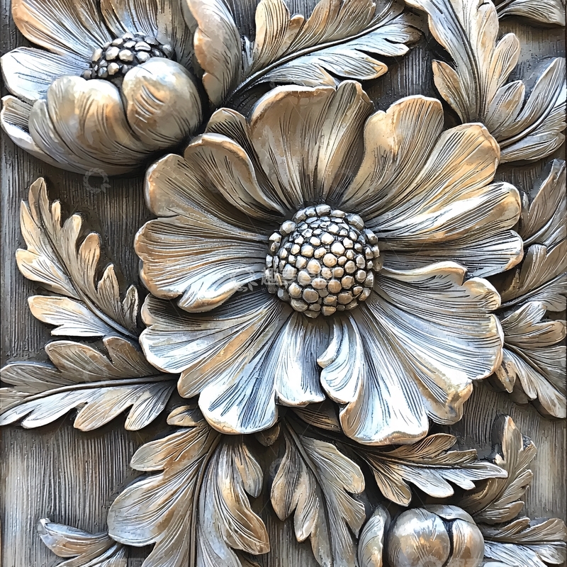 高清大图下载【趣麦麦图】金属花朵浮雕