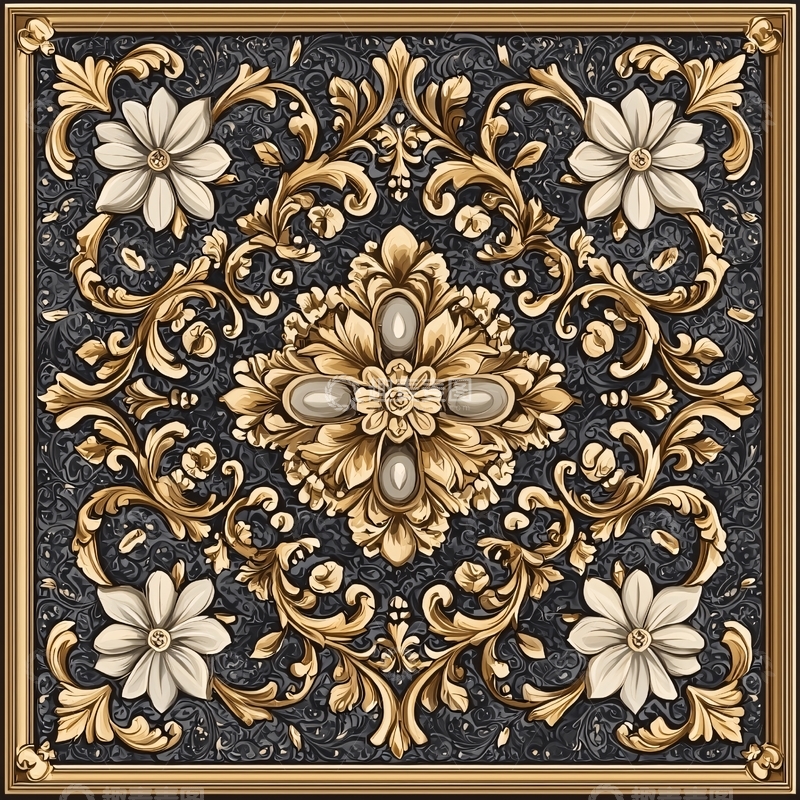 高清大图下载【趣麦麦图】金色花纹装饰图案