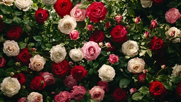红白玫瑰花墙