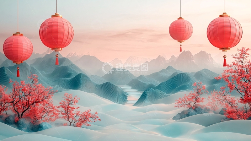 高清大图下载【趣麦麦图】粉色灯笼