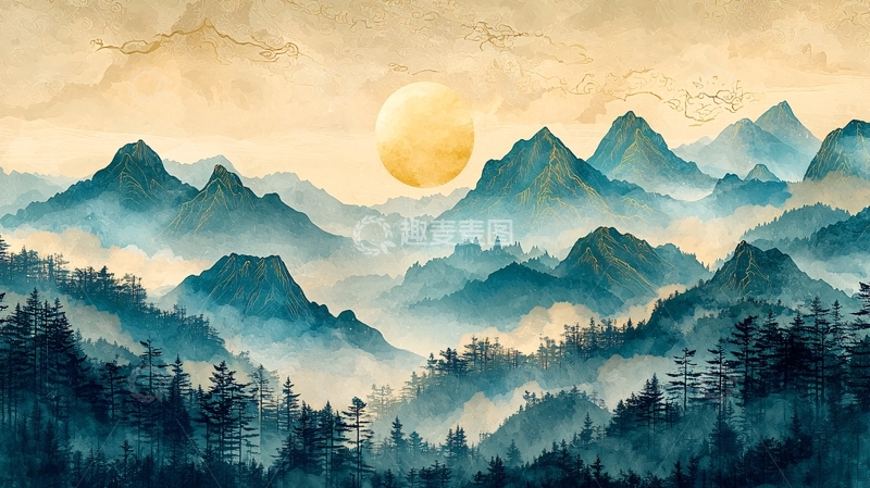 高清大图下载【趣麦麦图】水墨山水画436