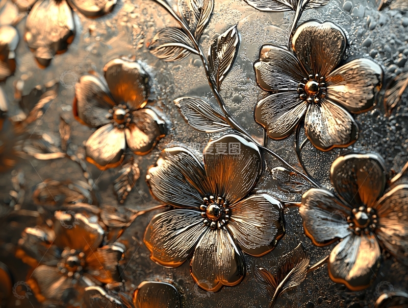 高清大图下载【趣麦麦图】金属雕花艺术背景