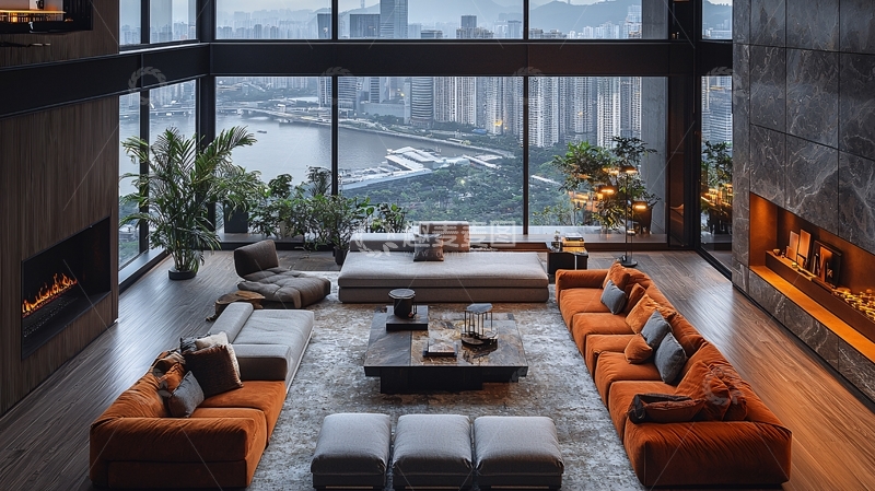 高清大图下载【趣麦麦图】极简现代风格高端住宅客厅