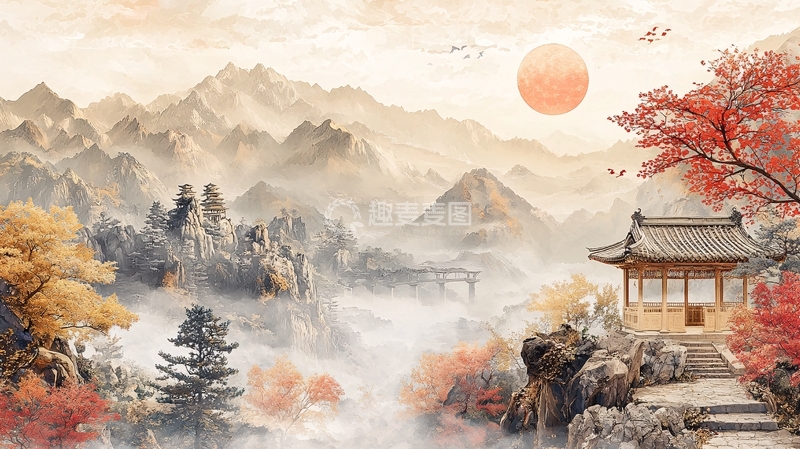 高清大图下载【趣麦麦图】水墨山水画433