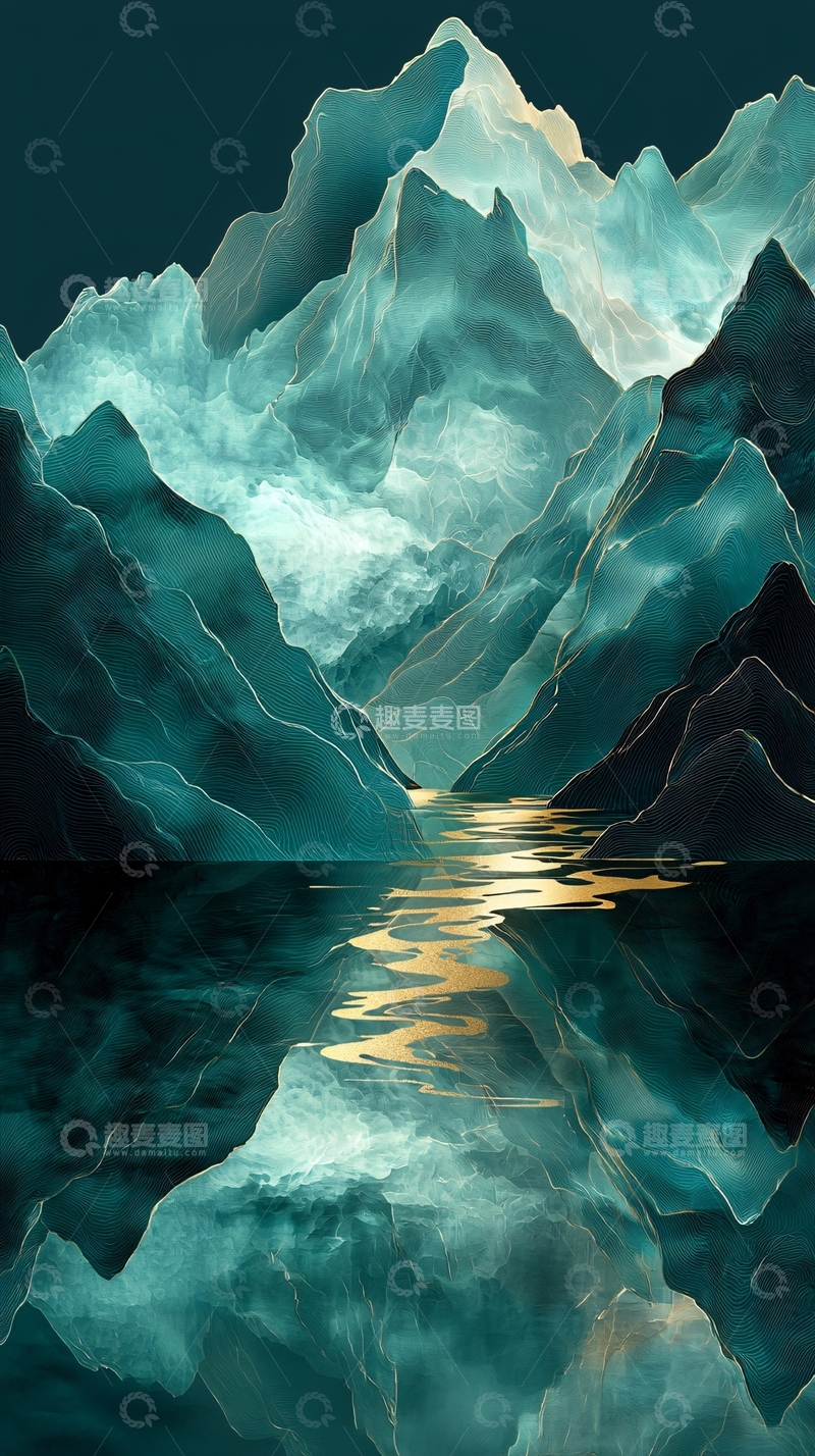 高清大图下载【趣麦麦图】水墨山水画437