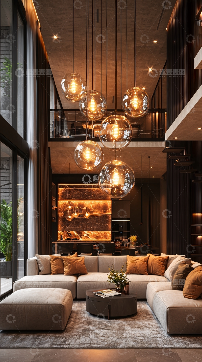 高清大图下载【趣麦麦图】现代轻奢公寓客厅