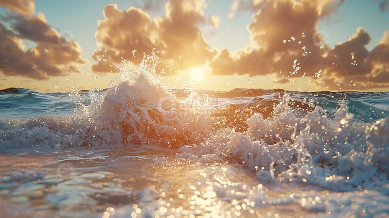 高清大图下载【趣麦麦图】海浪拍打着沙滩