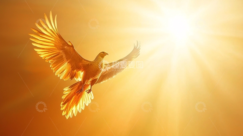 高清大图下载【趣麦麦图】光芒四射的金色圣灵鸽子