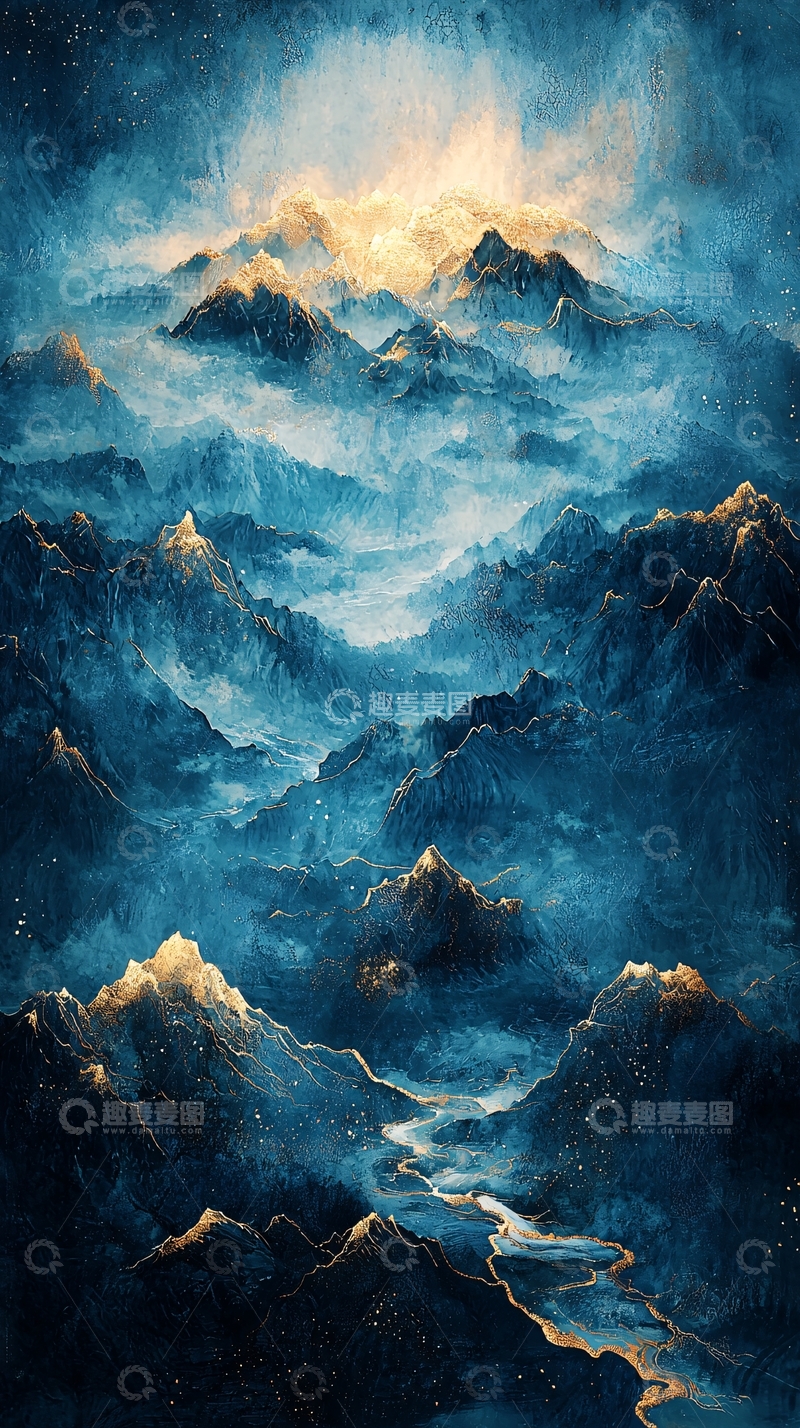 高清大图下载【趣麦麦图】壮丽的蓝色山脉