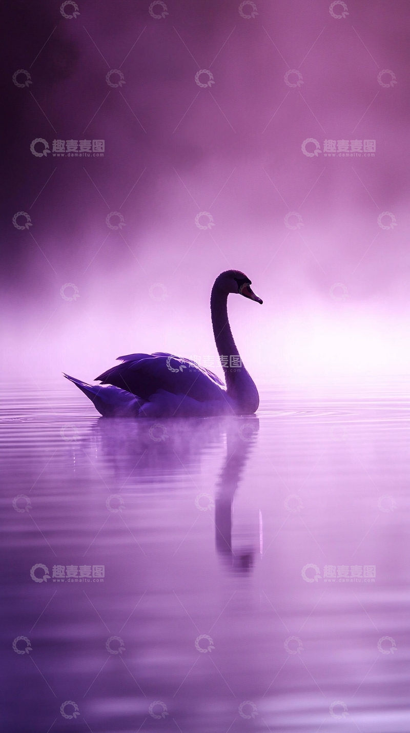 高清大图下载【趣麦麦图】紫霞仙子般的天鹅