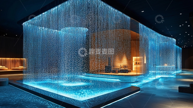 高清大图下载【趣麦麦图】未来感水幕建筑室内设计