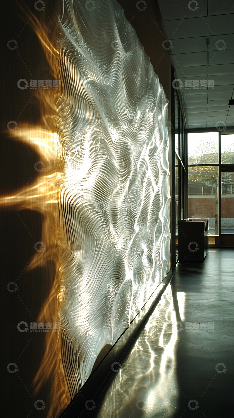 高清大图下载【趣麦麦图】光影墙面波纹艺术