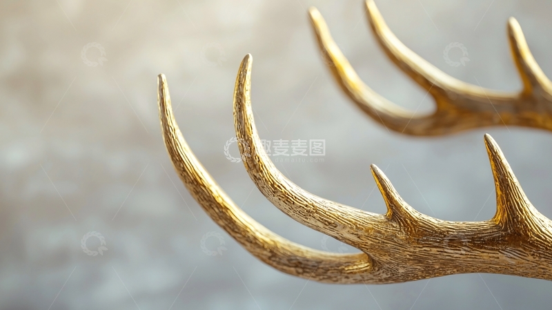 高清大图下载【趣麦麦图】金色鹿角特写