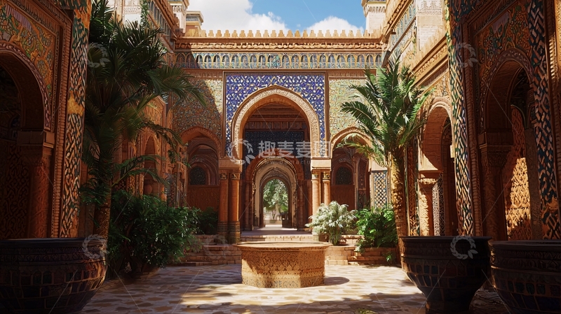 高清大图下载【趣麦麦图】阿拉伯风格建筑庭院